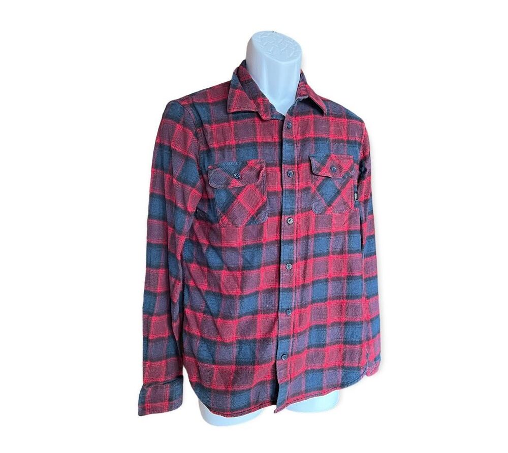 Mens Vans Plaid Flannel Button Down Cabin Shirt - Sz S